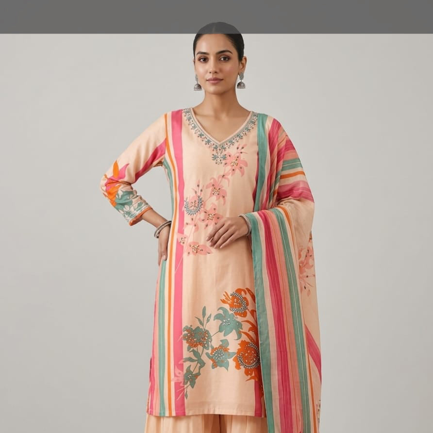 PEACH LONG SHARARA