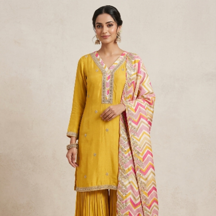 Yellow Chinnon Sharara Main image
