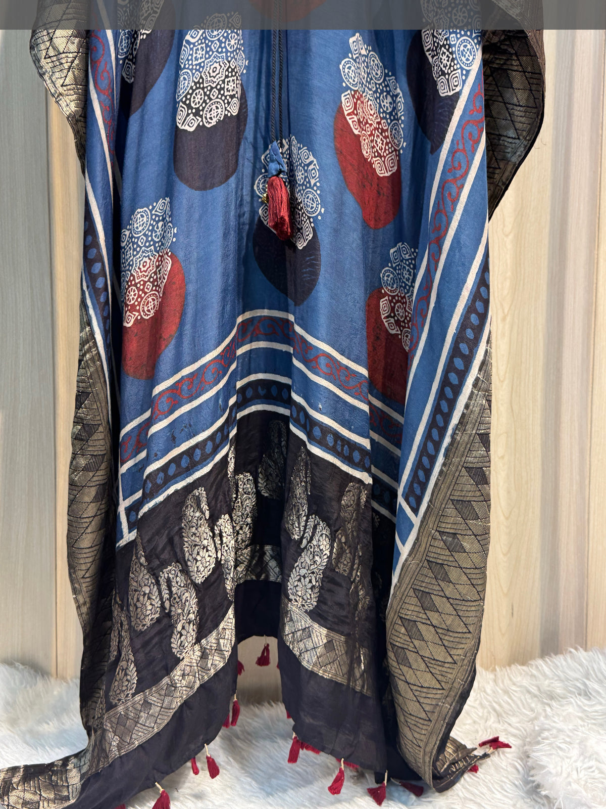 BLUE AJRAKH KAFTAN