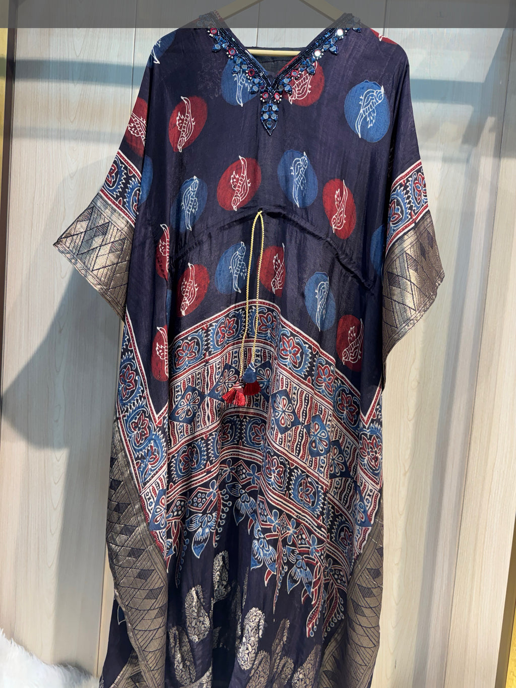 BLUE AJRAKH KAFTAN