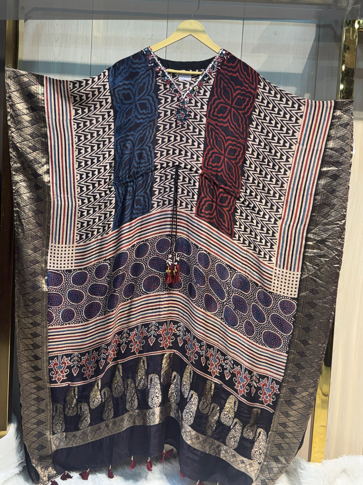 BLACK CHECK KAFTAN