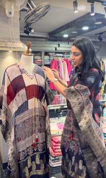 BLACK CHECK KAFTAN