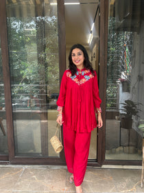 Red Peplum Coordset