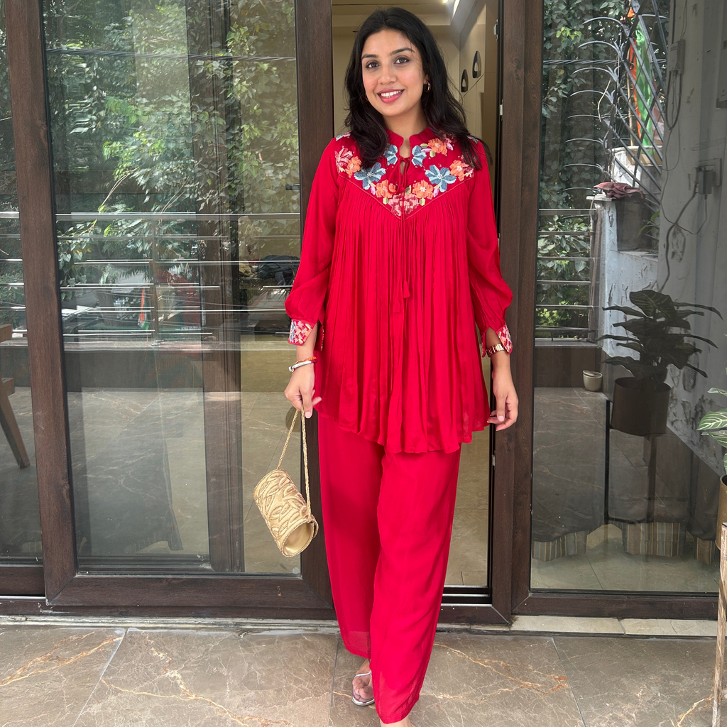 Red Peplum Coordset
