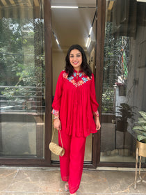 Red Peplum Coordset