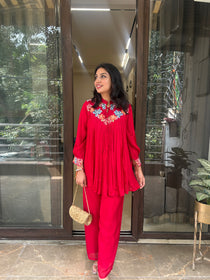 Red Peplum Coordset