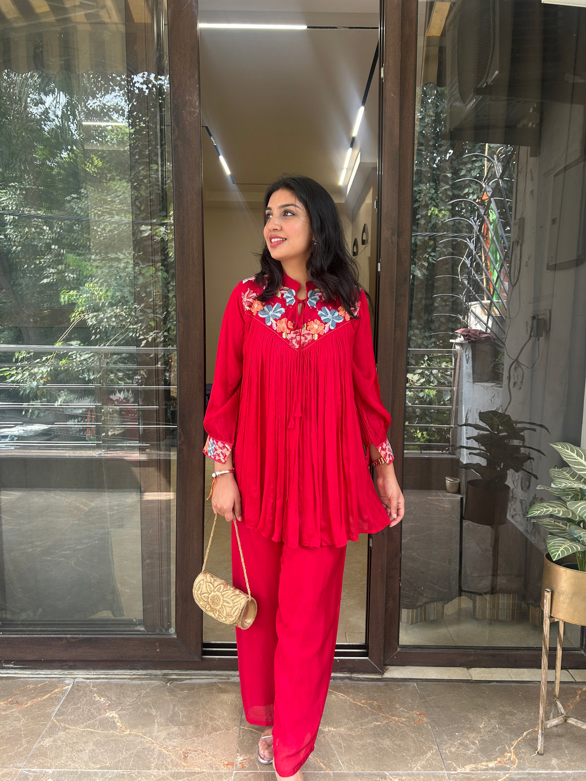 Red Peplum Coordset