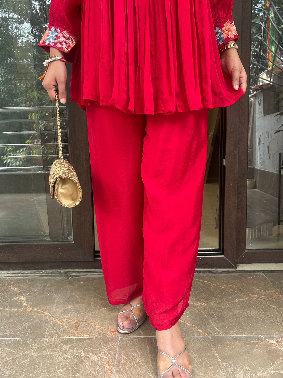 Red Peplum Coordset