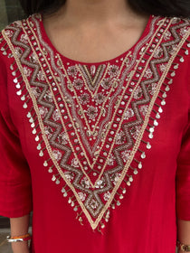 Red Pearl V Suit Set