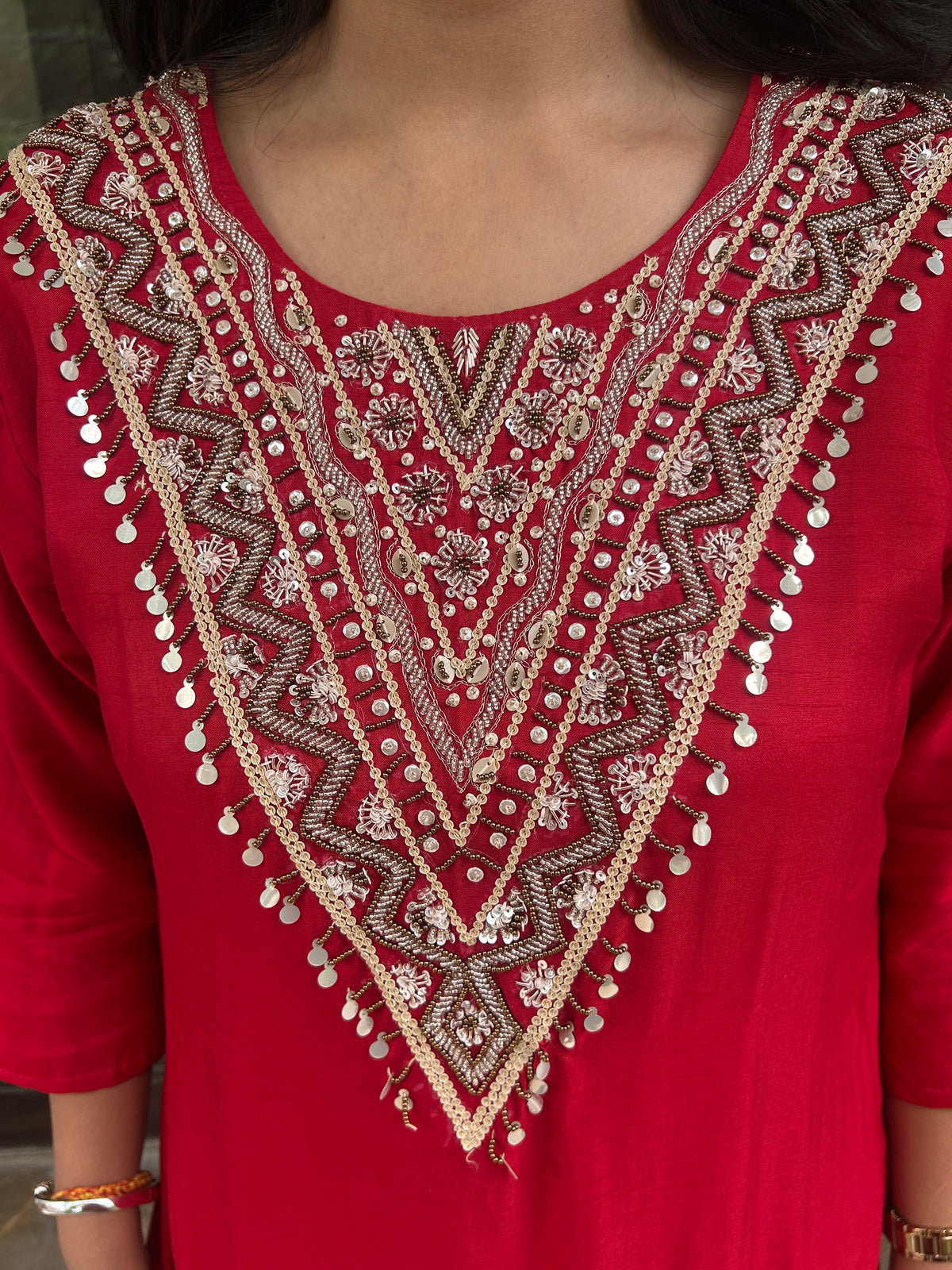 Red Pearl V Suit Set
