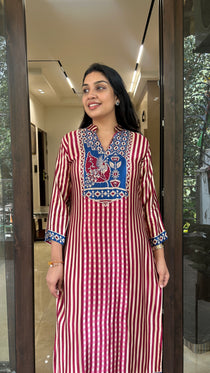 CHERRY RED KURTA PANT SET