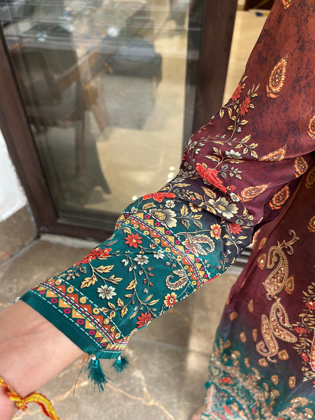 Maroon Digital Crepe Coords