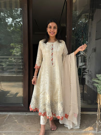 Ivory Shimmer Anarkali Set