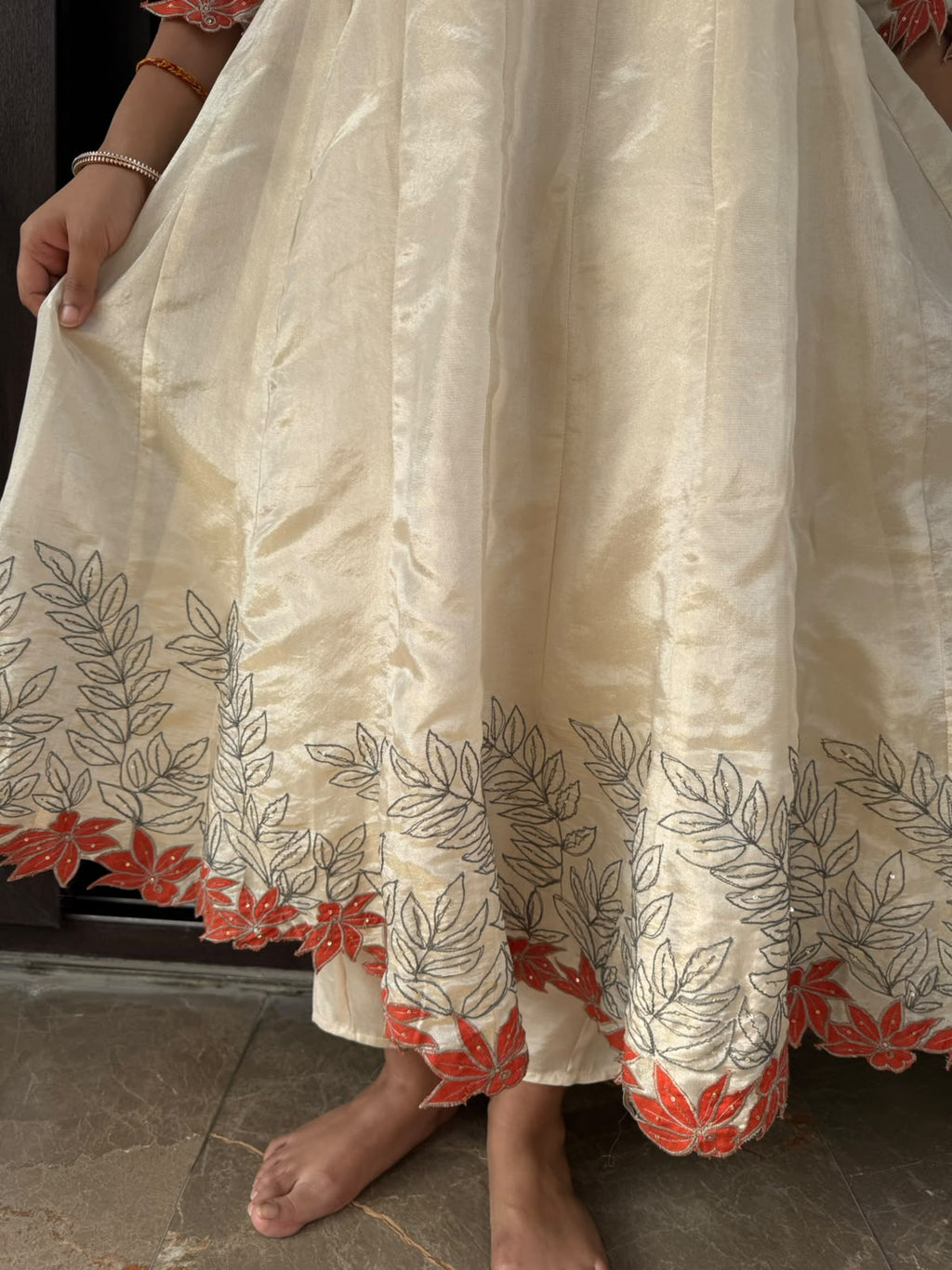 Ivory Shimmer Anarkali Set