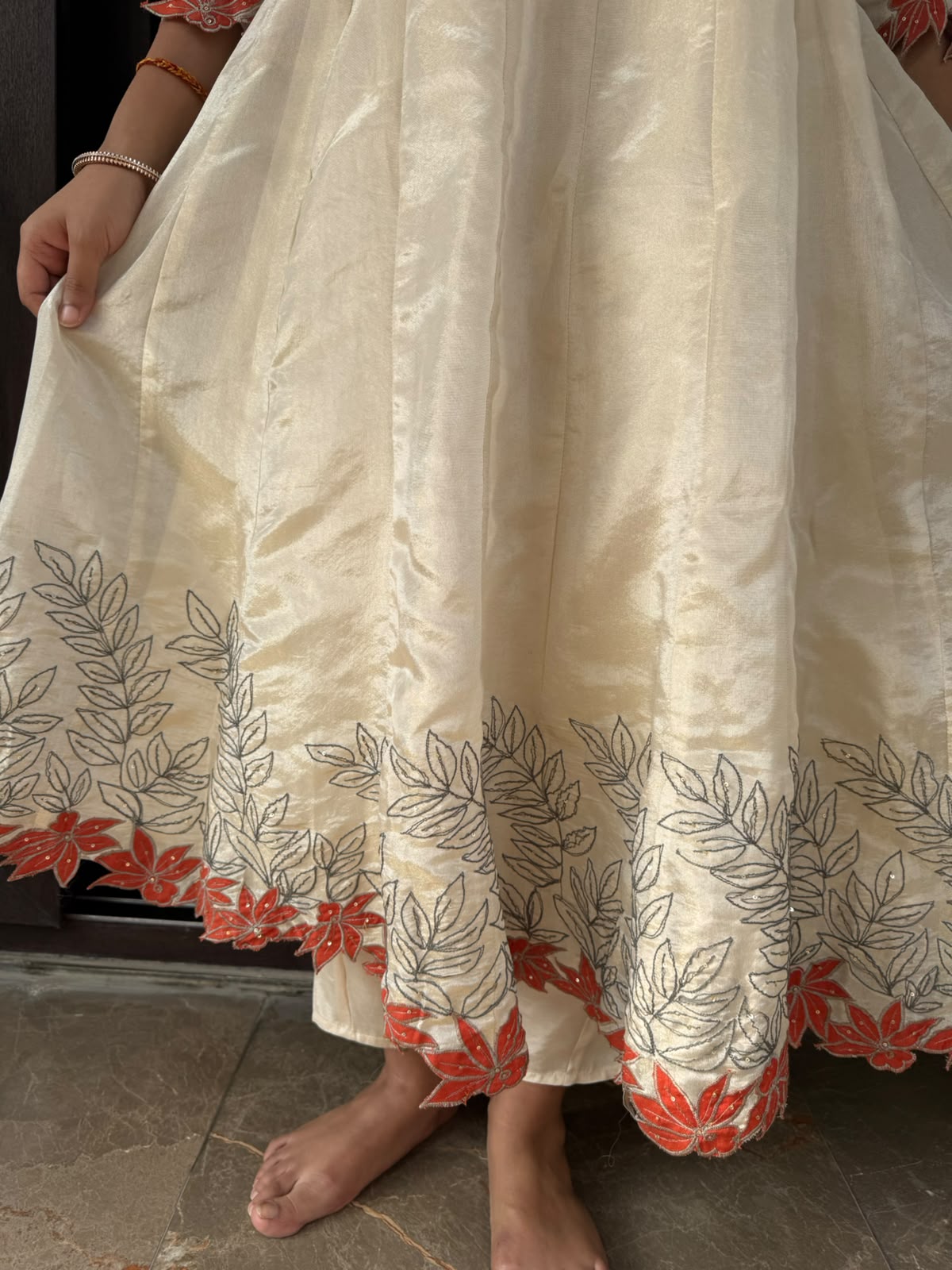 Ivory Shimmer Anarkali Set