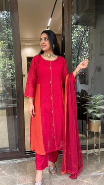 Color Block Anarkali Set