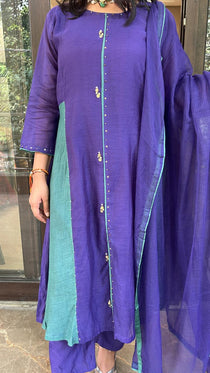 Color Block Anarkali Set