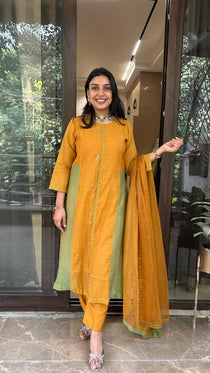 Color Block Anarkali Set