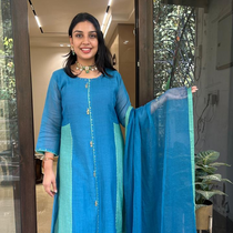 Color Block Anarkali Set