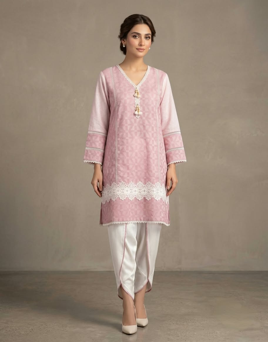SELF EMBROIDERY COORDSET